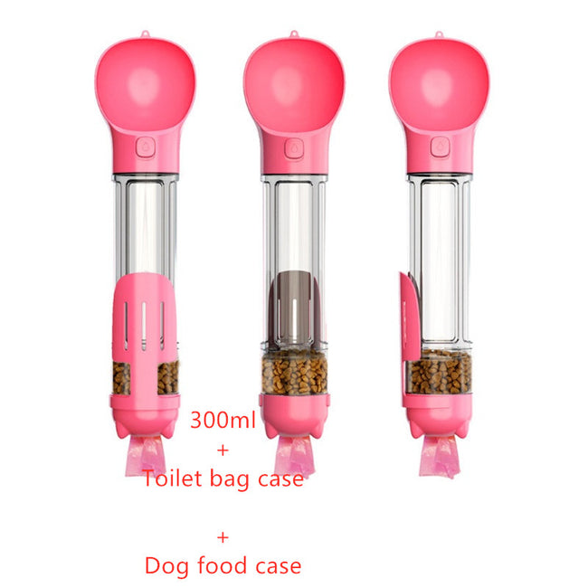 Pet Water Bottle Feeder Bowl Garbage Bag Storage Portable Pet Outdoor Travel 3 in 1 Dog Water Bottle